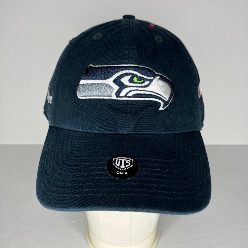 Seattle Seahawks Hat OTS Men's Blue Baseball Cap Signed George Fant 74